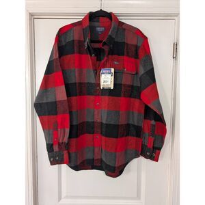 Smith's Workwear Buffalo Plaid Flannel Button Up Shirt men's Large red‎ gray NWT